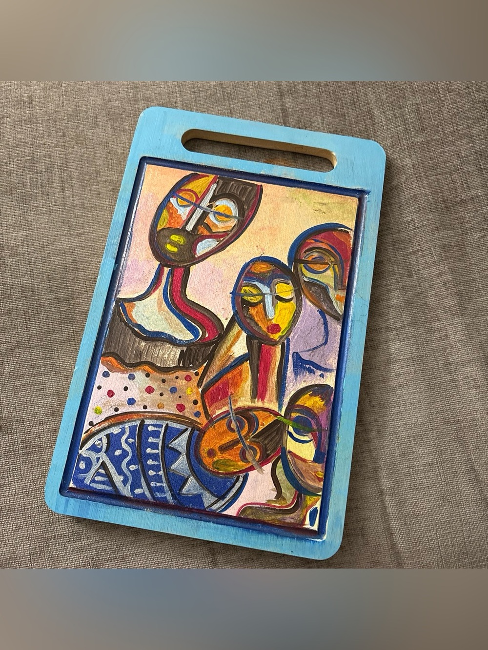 Hand-Painted Decorative cutting Board in Light Blue